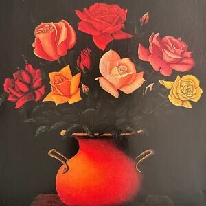 Flowers Jules Lefranc, Naive Art, Roses, Still Life, Book Page ~ 250727-WH 190 A